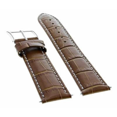 Ewatchparts 19mm Leather Watch Band Strap Compatible With Breitling Pilot Watch Light Brown With White Stitching