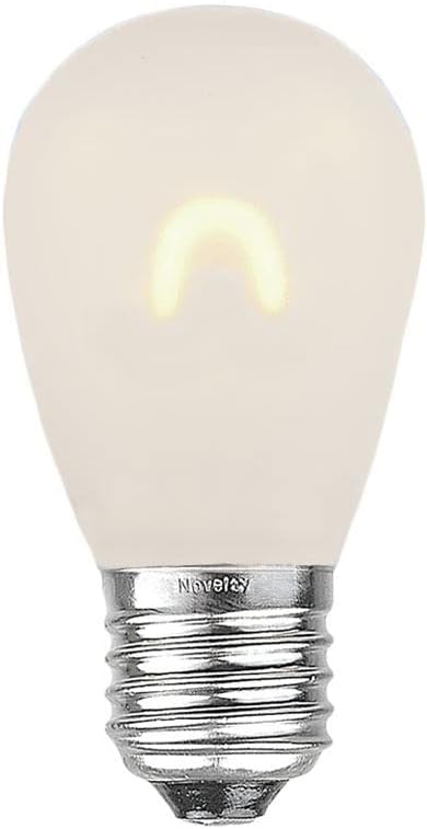Novelty Lights 25 Pack S14 LED Plastic Flex Filament Outdoor Patio Globe Replacement Bulbs, Frosted Warm White, Dimmable, E26 Medium Base, 0.8 Watt