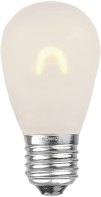 Novelty Lights 25 Pack S14 LED Flex Filament Outdoor Patio Globe Bulbs | Frosted Warm White, Dimmable, E26 Medium Base, 0.8 Watt, Shatterproof Glass Retrofit Replacement Lamps for Backyard BBQ