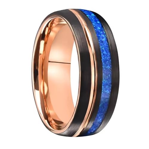 Bague de mariage tungstène opale bleue 8MM, cadeau idéal anniversaire homme femme