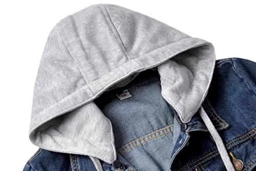 Women's denim long-sleeved Jackets slim-fit Detachable Hoodie Jean Jacket Coats Top3