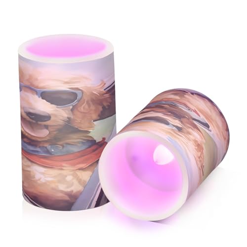 ALAZA Dog (54) Flickering Flameless Candles Battery Operated with Remote Timer,Tea Light Candles LED Pillar Votive Candles Set of 2 for Outdoor Indoor Decorations
