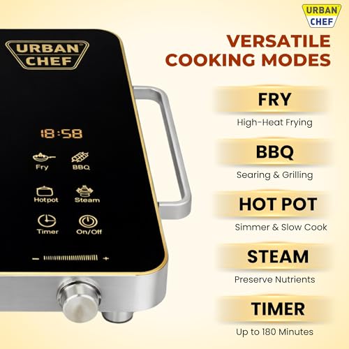 Image of Urban Chef Grace Pro Infrared Cooktop 2000W | Touch Control Panel | Timer & Boost Mode With Digital Disply | Fast & Even Heating