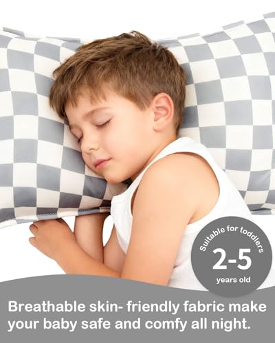 Image of ALVABABY Toddler Pillowcases Stretchy Soft Kids Pillow Cover 2 Pack Fit 13 inchx 18 inch or 12 inchx16 inch Envelope for Girl Boy Sleepy Travel Christmas 2TPE41A