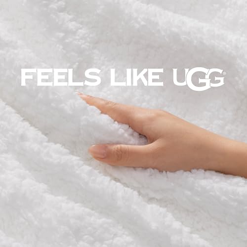 UGG Nita Twin Blanket, Reversible Plush Fleece, 66" x 90", Blue - image 4