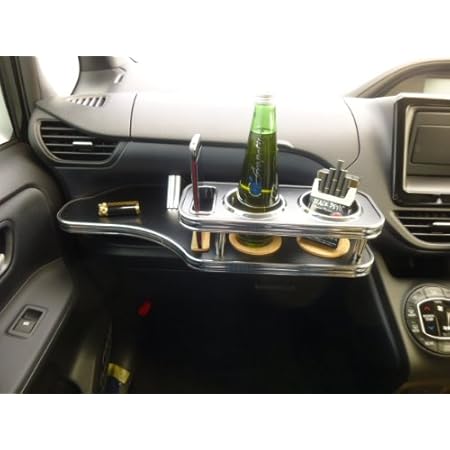 Amazon ｓａｉ フロントテーブル レザーブラック 携帯ホルダー助手席側 ブラックフルメッキ トレイ 車 バイク