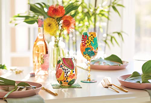 Enesco Lolita Tropical Fruit Stemless Glass, 4.53-Inch Height, Multicolor #TOP5