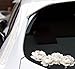 4 White Peony Flower Car Sticker, Floral Car Sticker White for Car Bumper, Window, Laptop, Decorative Floral Decal Waterproof Removable Weatherproof, 4PC (White)