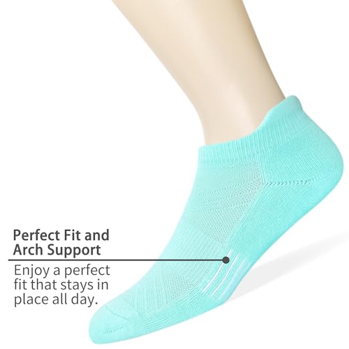 Image of Women's & Men's Breathable Athletic Running Low Cut Socks Cotton Cushioned Ankle Tab Socks, 5 Pairs