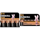 Duracell NEU Plus D Mono Alkaline-Batterien, 1.5V LR20 MN1300, 4er-Pack, LR14 MN1400, 4 Stück + Plus D Alkaline-Batterien, 1,5 V, LR20, MN1300, 6 Stück