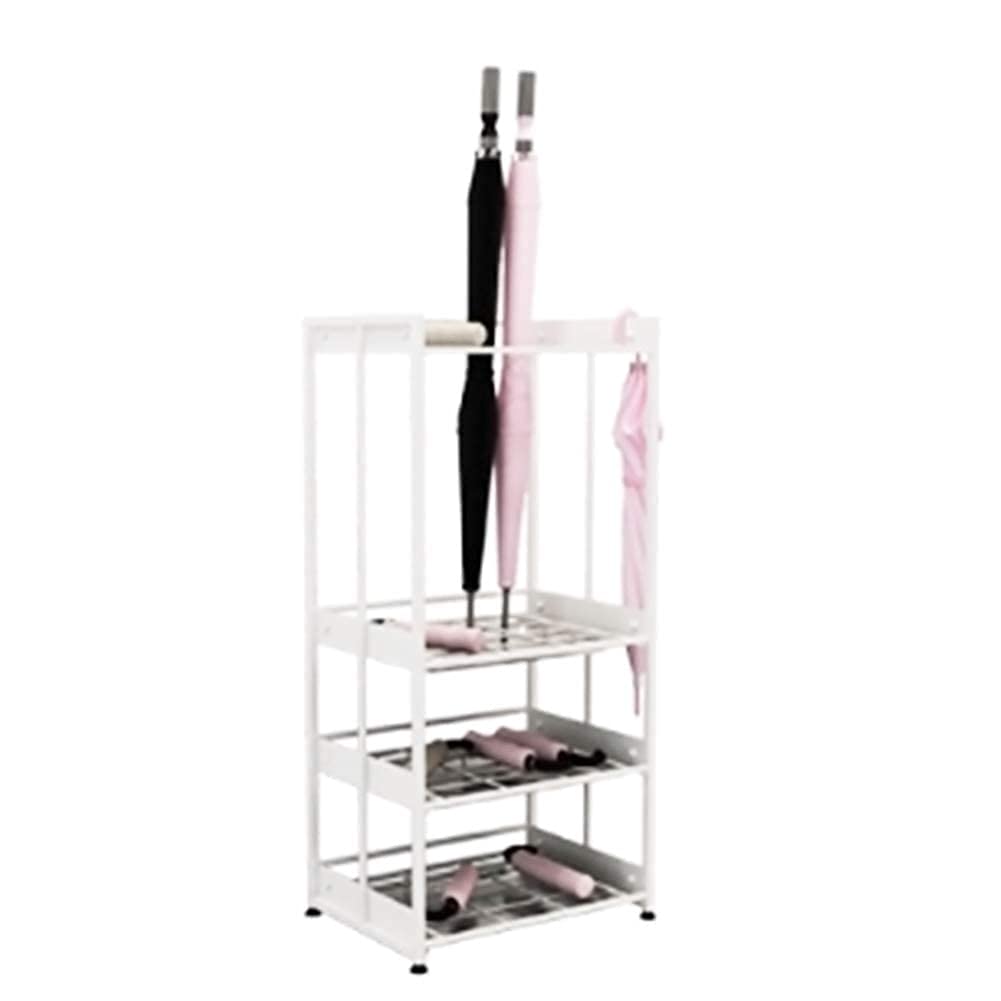 Sywlwxkq Umbrella Stand Rack,Umbrella Stand Metal,Three-Layer Umbrella Box with Drip Tray,Home Hotel Office School Umbrella Storage Rack,White