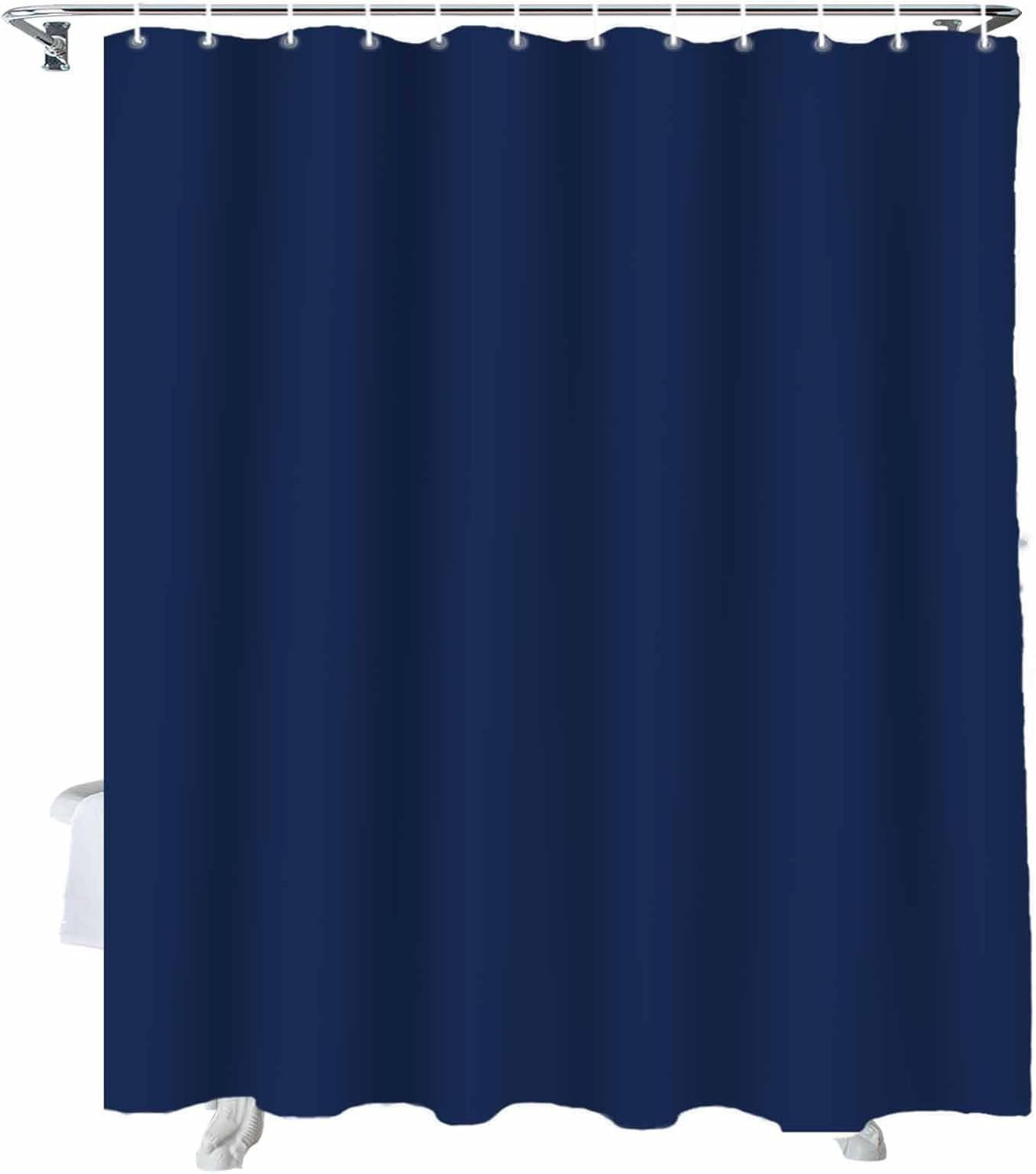 Navy Shower Curtain Liner 91x79in-230x200cm Hotel Quality Polyester Fabric Waterproof Bathroom Curtain, Lightweight Quick-Drying, Rust Resistant Grommets with Hooks