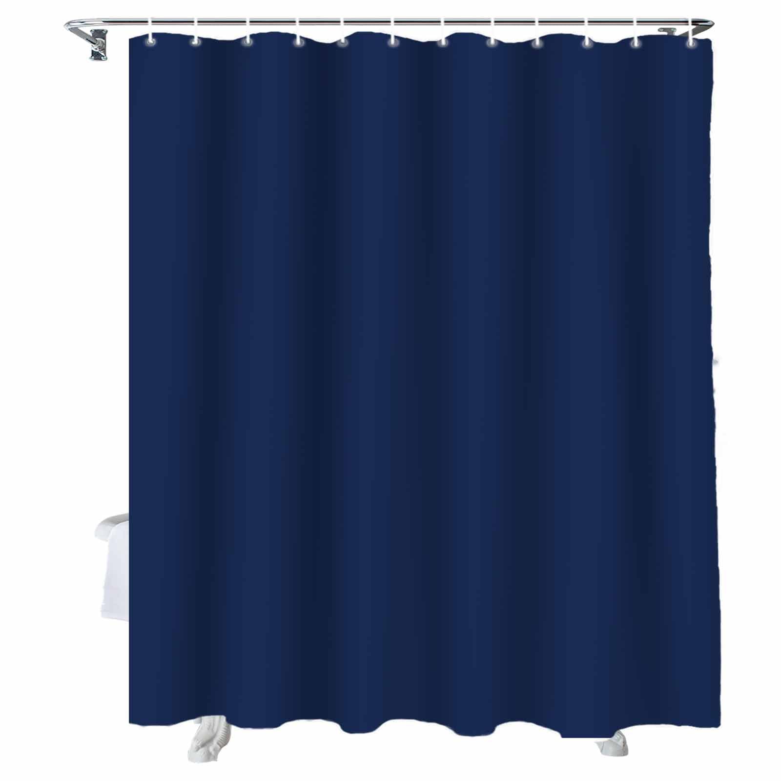 Cortina de ducha azul marino, 200 x 210 cm, calidad hotelera, impermeable, poliéster, ligera y de secado rápido, resistente a la corrosión, ojales con ganchos para una fácil instalación