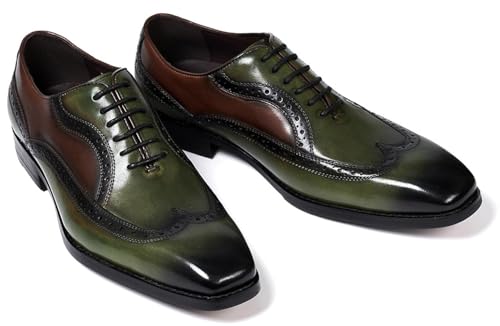 Santimon Mens Oxfords Formal Dress Suit Shoes Genunie Leather Wingtip Brogues Modern Derby Fashion Prom Wedding Business Casual Comfortable Tuxedo Shoes for Men3