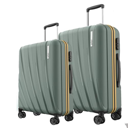 Image of Safari Cairo 8 Wheels, 5 Years Warranty (Cabin & Check-in) Polyproplyene Trolley Spinner Luggage Set of 2, 55Cm, 66Cm Small, Medium (SAGE Green)