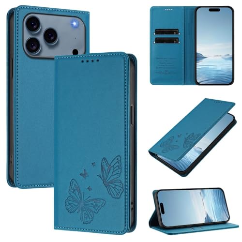 Étui pour iPhone 16 Plus motif papillon bleu lac parfait pour le bureau et les sorties
