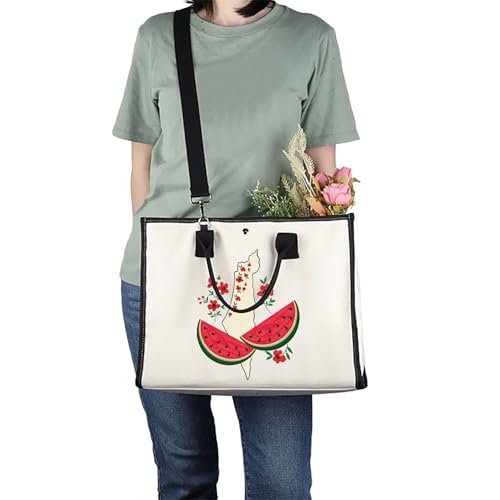 Image of JXGZSO Watermelon Palestine Tote Bag - Free Palestine Flag Shopping Bag Support Gift