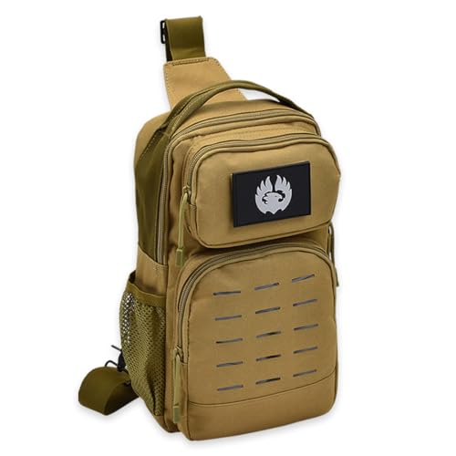 TORCH Sling Bag Single Shoulder Crossbody Backpack Urban Outdoor Sports Military Style MOLLE Travel Pack for EDC Gear V2 Desert