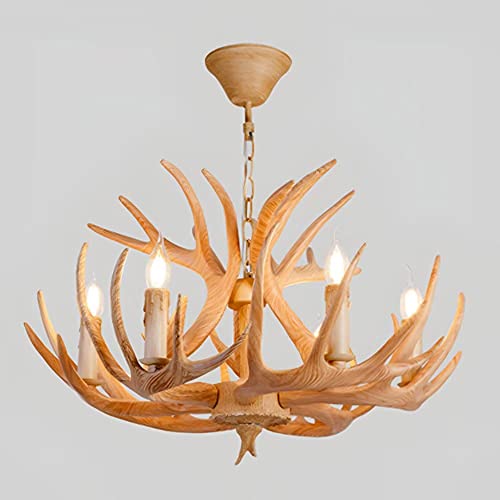 Lustre bois de cerf style rétro industriel 9 lumières pour salon et gîte
