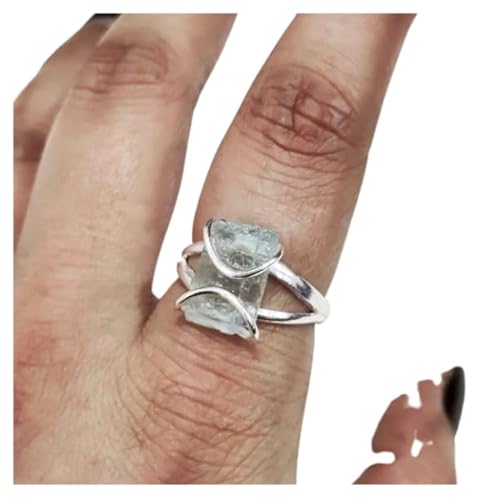 Natural Aquamarine Ring, Rough Aquamarine Gemstone Ring, March Birthstone, Wire Band, 925 Sterling Silver, Womens Ring, Christmas, Thanksgiving, Handmade, Statement Jewelry, Raw Gemstone Jewelry #TOP1