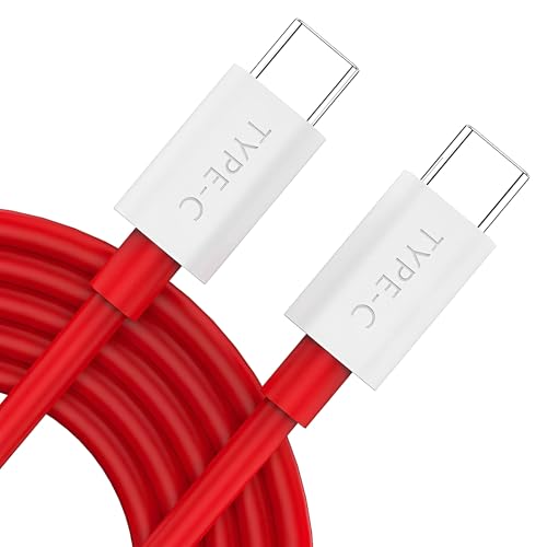 Image of Oneplus Original Type C to C Cable 65W Dash,Warp,SuperVooc Charging Data Cable Type-C [10V /6.5A] Compatible with One Plus 11 /11R 5G /10R /10T /9 /9R /9 Pro /9RT /8T Nord, USB-C Charger Adapter, Red