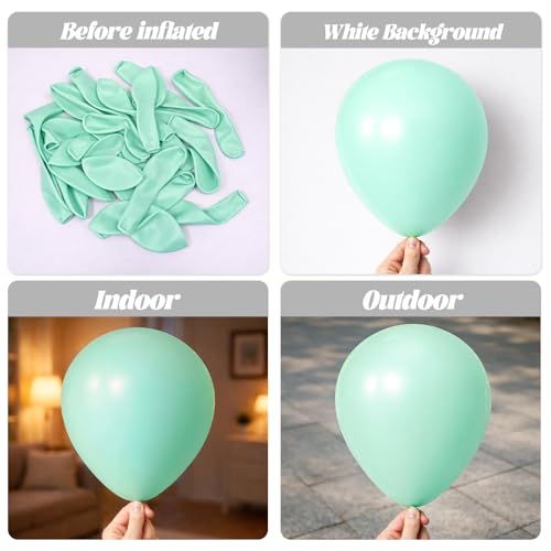 Image of Voircoloria 90pack Mint Green Balloons Different Size 18 /12 /10 /5 Inch Pastel Green Balloon Garland Arch Kit for Baby Shower,Graduation, Wedding, Birthday, Gender Reveal, New Year Decorations