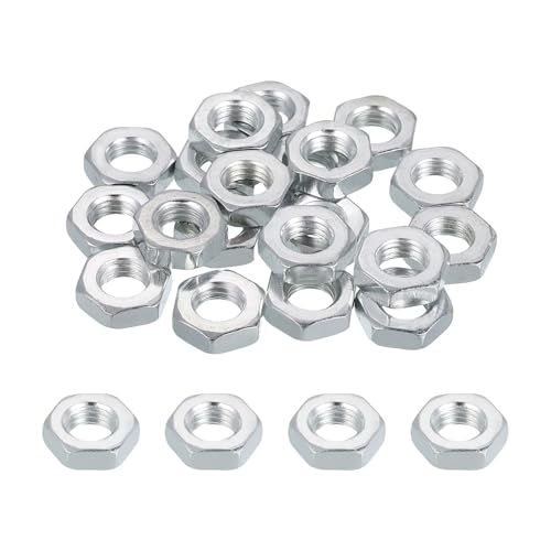 Image of PATIKIL M7x1x4mm Steel Hex Nuts, 25Pcs Metric Fine Thread Carbon Steel Zinc Plated Finished Hardware Screw Nuts Fasteners for Machinery Manufacturing, Industrial Use, 12mm Width
