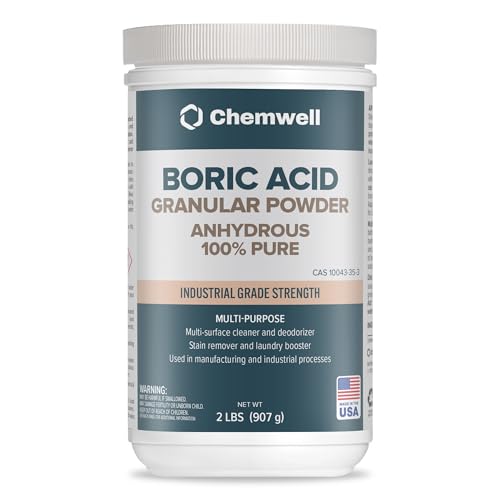 Chemwell Granular Boric Acid (2 lbs) - 100% Pure Multi-Purpose Powder | Household Cleaner, pH Buffer, and Industrial Use | High-Purity Sodium Borate for Lab & DIY Applications
