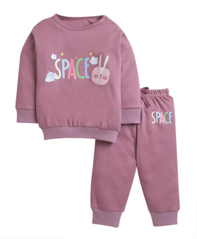 bumzee Mauve Girls Full Sleeves Cotton Sweatshirt & Jogger Set (Peb10002)-picture-36