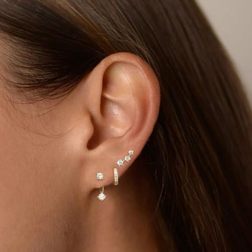 image for ASCOMY Gold Hoop Earrings for Women Gold Earrings Set 14K Gold Plated 