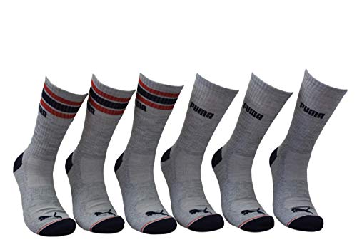 Puma Mens 6 Pack Crew Socks  P113428-117 Navy/Gray, Shoe Size 6-12