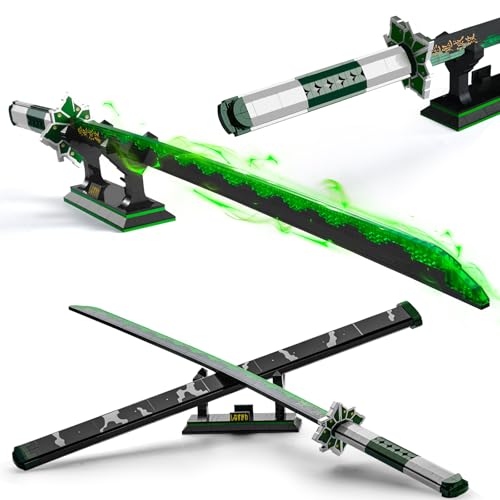 39inch Demon Anime Sword Building Set Sanemi Sword Block Set with Scabbard and Stand Demon Katana Building Blocks Anime Sword Sets for Adults Teens (710PCS)