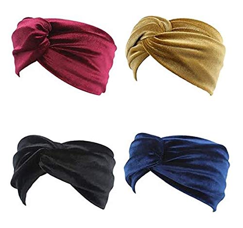 4 Pack Tie Dye Headband with Button for Women, Ear Protection Holder Elastic Headband for Nurses, Spa Turban Head Bandana