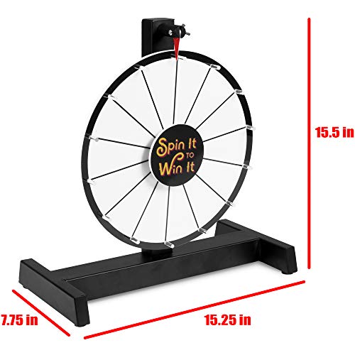 Brybelly Spin It To Win It Mini Prize Wheel, 12" | 14 Blank Dry Erase Slots, Customizable Dry Erase Button, Adjustable Spin Speed | Tabletop Prize Wheels For Trade Shows, Office Games, And Parties #TOP5