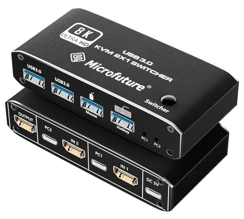 Commutateur KVM 8K @ 60 Hz HDMI 2.1 sélecteur USB C 4K @ 120 Hz pour double PC