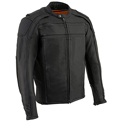 Milwaukee Leather Men's Premium Leather Vented Motorcycle Scooter Jacket w/Removable Liner | MLMXX - Large
