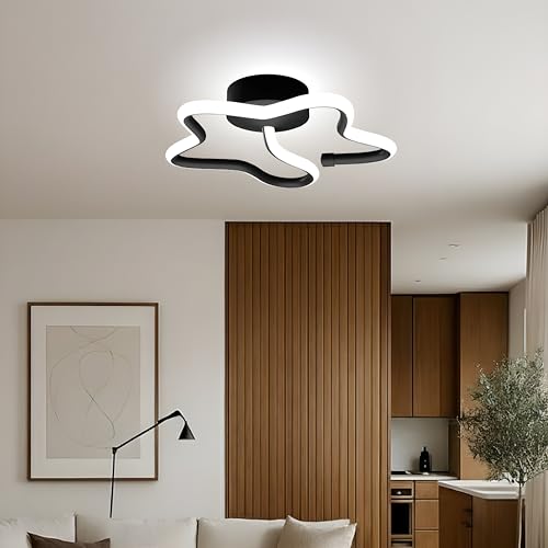 Image of Binyamin Ceiling Light Surface Mount for Entrance Lobby, 50W Surface Ceiling LED Light, LED Light for Living Room Ceiling, 3 Colour Black Flush, Anti-Glare LED Lights for Room (Star) (Pack of 2)