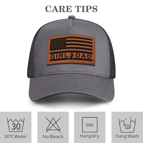 Image of Girl Father Daddy Dad Leather Patch Hat Birthday for Dad Papa from Daughter Son Adjustable Trucker Hat
