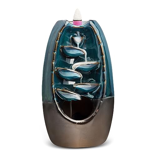 Midwest Trading Group - Sankara Stone Waterfall Incense Burner, Ceramic Incense Waterfall, Backflow Incense Burner with 20 Incense Cones, Waterfall Incense Burner for Home, Office, or Yoga Studio