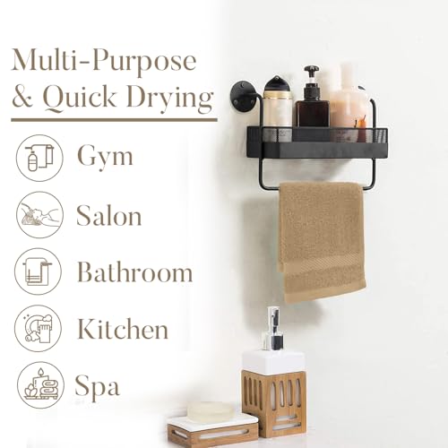 Image of DAN RIVER 12-Pack Premium 100% Cotton Tan Face Towels for Bathroom - Reusable Face Wash Cloths for Showering 12x12 Inches - 550 GSM Super Soft & Absorbent Luxury WashCloths for Body, Spa & Gym