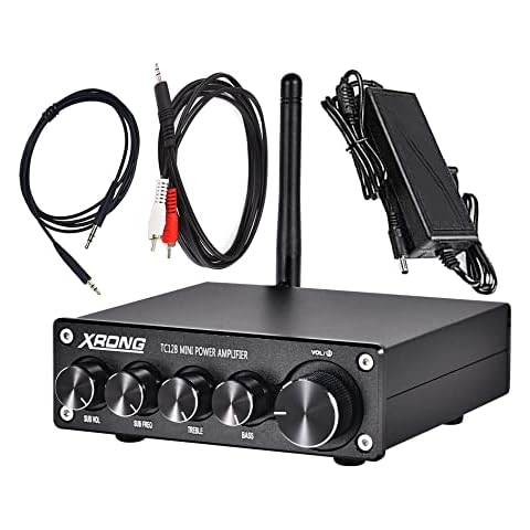 XRONG Wireless Audio Subwoofer Amplifier, Audio Bluetooth 5.0 Stereo,2.1 Channel Mini Hi-Fi Class D Integrated Amp 50 Watt x2+100 Watt for Home Outdoor Passive Speakers,Powered Subwoofer Cover