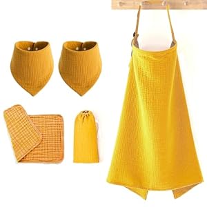 Elfzone Nursing Cover Set – Breastfeeding Cover Set with Portable Bag, Orange