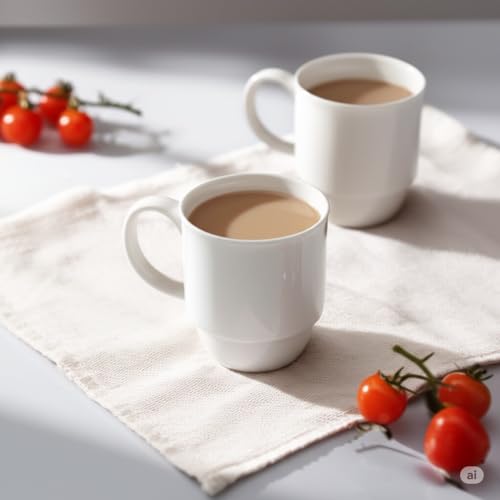 Hartorfic Stackable Porcelain Coffee Mug Set of 4 – 20oz Jumbo Capacity, Space-Saving Ceramic Mugs with Large Handle for Kitchen & Coffee Bar, Microwave & Dishwasher Safe Modern Home Gift by Hartorfic - Image 8