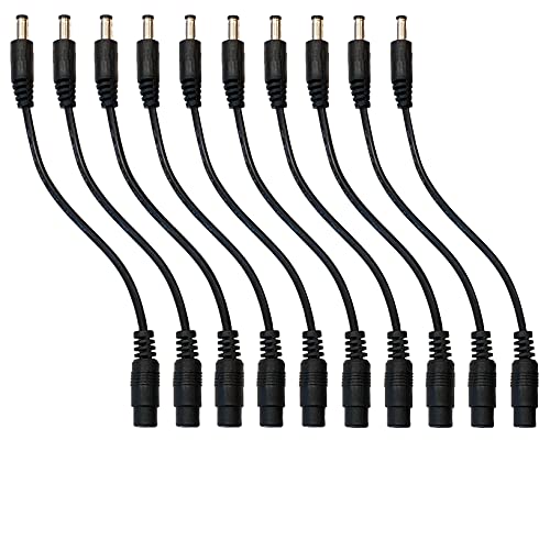 Pack de 10 conectores DC coaxial macho a hembra 5.5x2.1mm 6 pulg miniatura 1