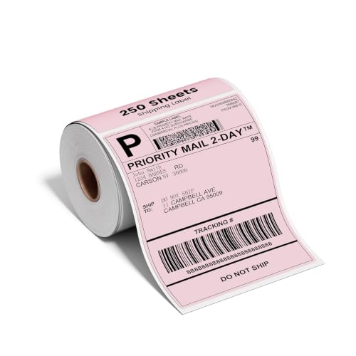 Image of Phomemo Pink 4x6 Thermal Label, Shipping Labels Pack of 250 4x6 Roll Labels, Compatible with Phomemo, Zebra, Rollo, Jadens and Other Thermal Printers