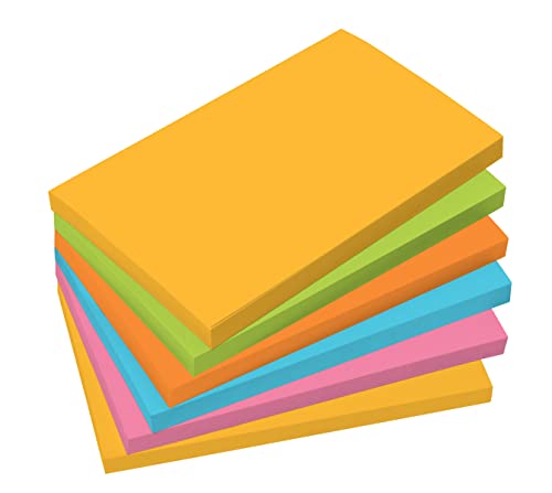 SIGEL BA127 Haftnotizen für agiles Arbeiten, 5 Farben (gelb, grün, orange, pink, blau), rechteckig, 12,5x7,5 cm, 6 Blocks à 100 Blatt