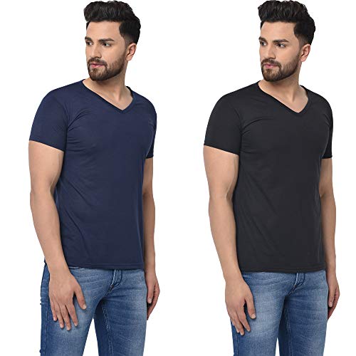 Image of JANGOBOY Men's V-Neck Cotton T-Shirt (Pack of 2)
