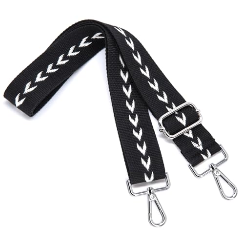 Image of S&loyoe Silver bucklePurse Straps Replacement Crossbody Bag Strap Adjustable Wide Guitar Straps for Handbags 1.5inch (Leaf black silver)
