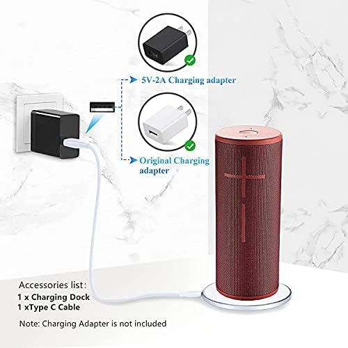 Power Up Charging Dock, Compatible with Ultimate Ears UE Boom 3 / Megaboom 3, Portable Bluetooth Speaker Charging Pad, Type-C Cable Included (White)