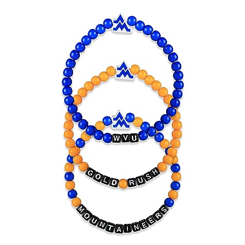 FOCO West Virginia Mountaineers NCAA 3 Pack Beaded Friendship Bracelet